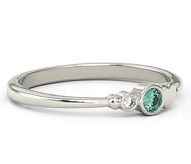 Pierścionek z białego złota z cyrkoniami Swarovski mietową i białą BP-6809B-C