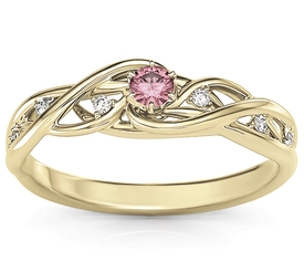 Pierścionek z żółtego złota z rubinem i brylantami BP-75Z