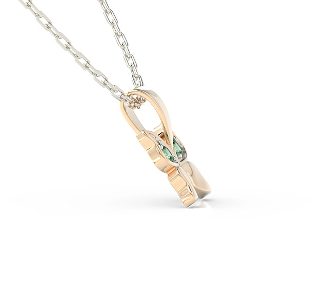 Wisiorek w kształcie motyla z różowego złota z zielonymi cyrkoniami BPW-88P-R-C