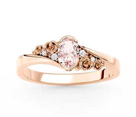 Pierścionek z różowego złota AP-39P z morganitem i diamentami 0,03 ct