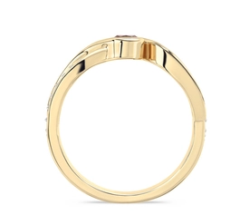 Pierścionek z żółtego złota z granatem i brylantami 0,14 ct wzór BP-2839Z