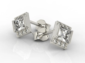 Kolczyki z białego złota z cyrkoniami LP-46B