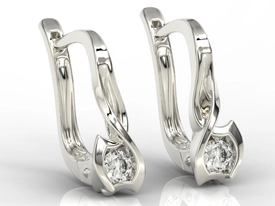 Kolczyki z białego złota z brylantem LPK-2710B