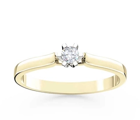 Pierścionek zaręczynowy z żółtego i białego złota z brylantem LP-8012ZB