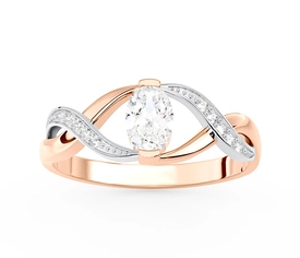 Pierścionek z różowego i białego złota z szafirem white i brylantami AP-69PB