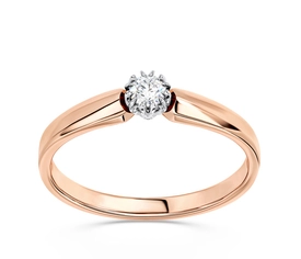 Pierścionek zaręczynowy z różowego i białego złota z brylantem BP-2110PB