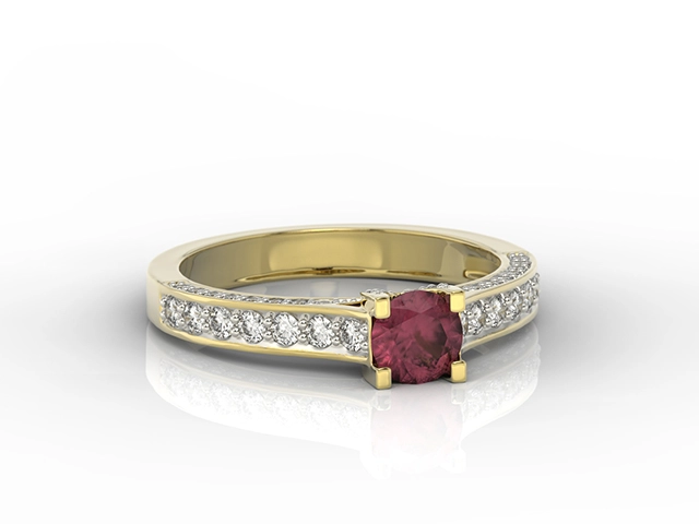 Pierścionek z żółtego złota z rubinem i brylantami 0,42 ct wzór LP-50Z-R