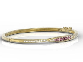 Bransoleta koło z brylantami i rubinami wykonana z żółtego złota APBr-97Z-R
