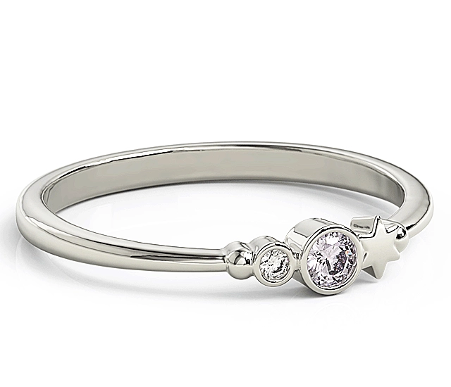 Pierścionek z białego złota z cyrkoniami Swarovski Lawenda BP-6709B-C/LAV