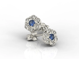 Kolczyki z białego złota z szafirami i brylantami JPK-87B