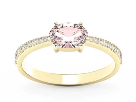 Pierścionek z żółtego złota z morganitem i cyrkoniami BP-58Z-R-C
