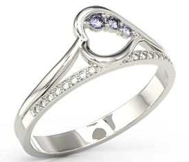 Pierścionek z białego złota z tanzanitami i brylantami BP-83B