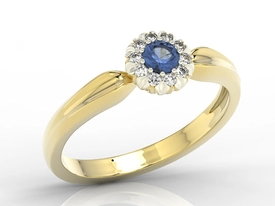 Pierścionek z żółtego i białego złota z szafirem i cyrkoniami AP-42ZB-C