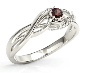 Pierścionek z białego złota z granatem i brylantami BP-71B-GRA/D