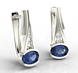 Kolczyki ze złota z szafirami i diamentami JPK-2705B