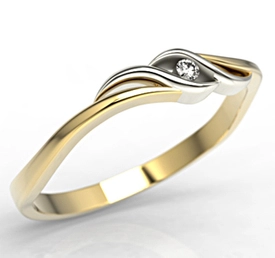 Pierścionek zaręczynowy z żółtego i białego złota z brylantem LP-9302ZB