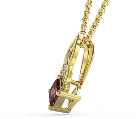 Wisiorek z żółtego złota z topazem Swarovski Red i brylantami BPW-86Z