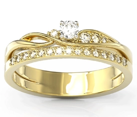 Pierścionek z żółtego złota z białym szafirem i brylantami BP-77Z