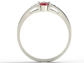 Pierścionek z białego złota JP-22B z rubinem i diamentami 0,04 ct.