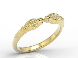 Pierścionek w formie papug z żółtego złota z diamentami BP-47Z