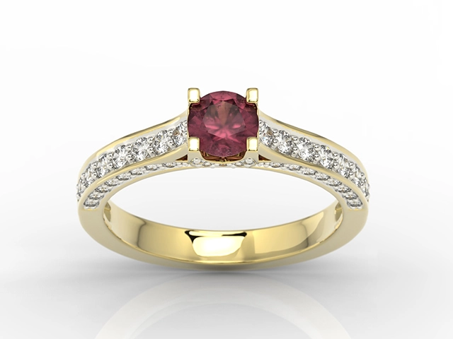 Pierścionek z żółtego złota z rubinem i brylantami 0,42 ct wzór LP-50Z-R