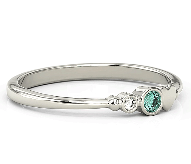 Pierścionek z białego złota z cyrkoniami Swarovski mietową i białą BP-6807B-C