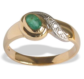 Pierścionek ze złota ze szmaragdem i diamentami JP-30Z-R