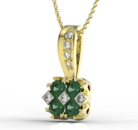 Wisiorek z żółtego złota ze szmaragdami i diamentami JPW-56Z-R