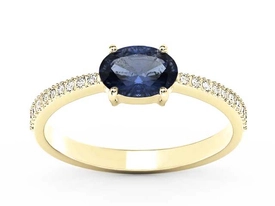 Pierścionek z żółtego złota z szafirem i cyrkoniami BP-58Z-R-C