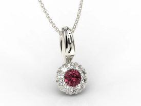 Wisiorek z białego złota APW-42B-C z rubinem i cyrkoniami