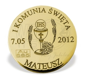 Grosz "na szczęście" ze złota M-4Z doskonały na I Komunie Św.