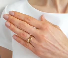 Pierścionek z żółtego złota topazem Swarovski BP-74Z