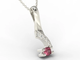 Wisiorek z białego złota z rubinem i diamentami JPW-66B