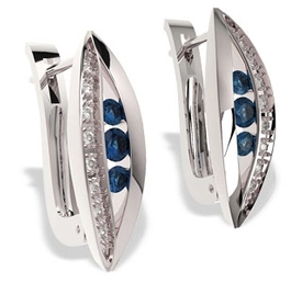 Kolczyki z białego złota z szafirami i diamentami model JPK-59B