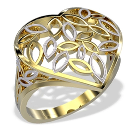 Pierścionek w kształcie ażurowego serca wykonany z żółtego złota LP-31Z-R