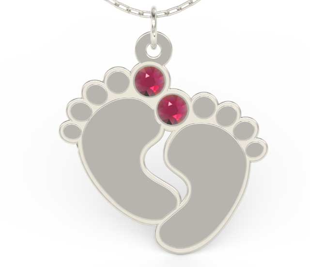 Naszyjnik z łańcuszkiem w kształcie stóp ze srebra z cyrkoniami Swarovski ROSE - Grawer GRATIS!