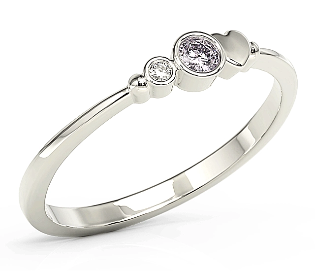 Pierścionek z białego złota z cyrkoniami lavendową i białą Swarovski BP-6809B-C