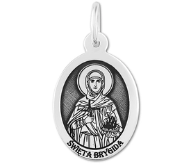 Medalik srebrny z wizerunkiem Św. Brygidy