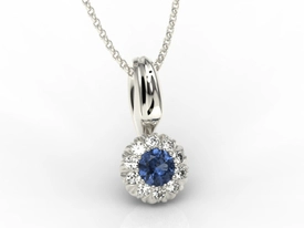 Wisiorek z białego złota APW-42B-C z szafirem i cyrkoniami