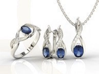 Zestaw z białego złota z szafirami brylantami AP-69B-ZEST