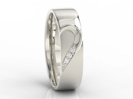 Obrączka damska z białego złota z diamentami OB-01B