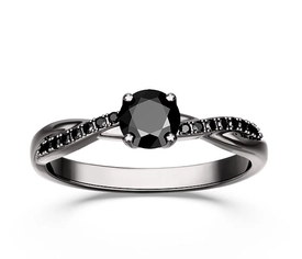 Pierścionek ze złota rodowanego na czarno z czarnymi diamentami BP-66B-R-CZ