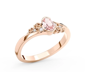 Pierścionek z różowego złota AP-39P z morganitem i diamentami 0,03 ct