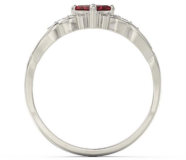 Pierścionek z białego złota z topazem Swarovski Red i diamentami BP-86B