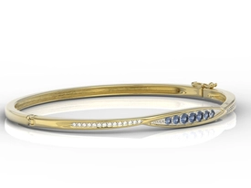 Bransoleta koło z brylantami i szafirami wykonana z żółtego złota APBr-97Z-R