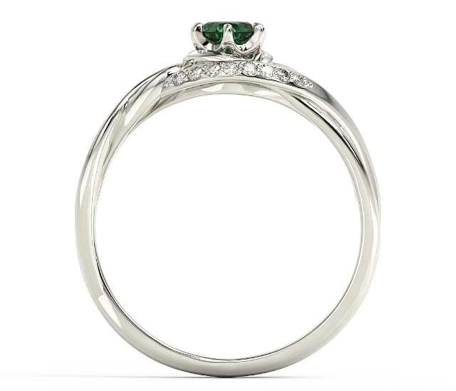 Pierścionek z białego złota ze szmaragdem i brylantami BP-7130B