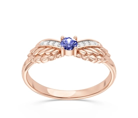 Pierścionek z różowego złota z tanzanitem i brylantami CP-62P