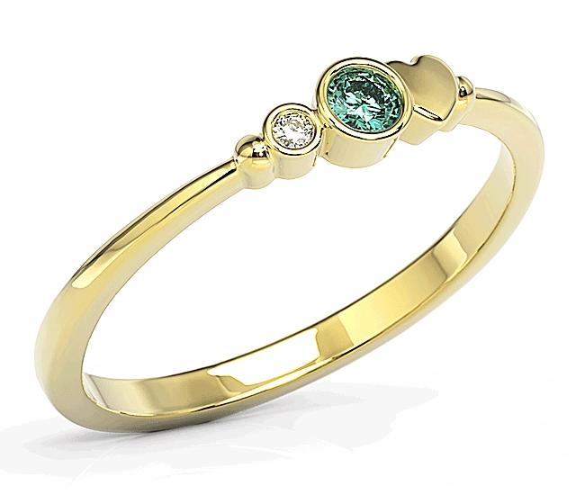 Pierścionek z żółtego złota z cyrkoniami Swarovski mietową i białą BP-6809Z-C
