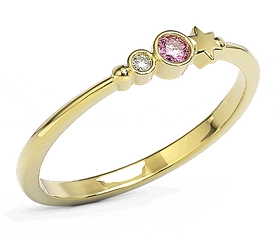 Pierścionek z żółtego złota z cyrkoniami Swarovski Różowy BP-6707Z-C/PINK