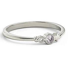 Pierścionek z białego złota z cyrkoniami Swarovski Lawenda BP-6709B-C/LAV
